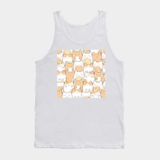 Kawaii Cute Cats Pattern Orange Tank Top